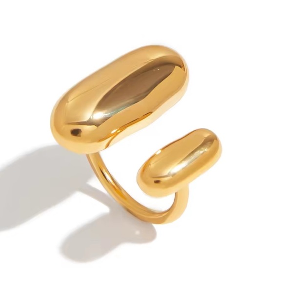 18K Gold Plated - Adjustable Chunky Ring - Picture 2 of 8